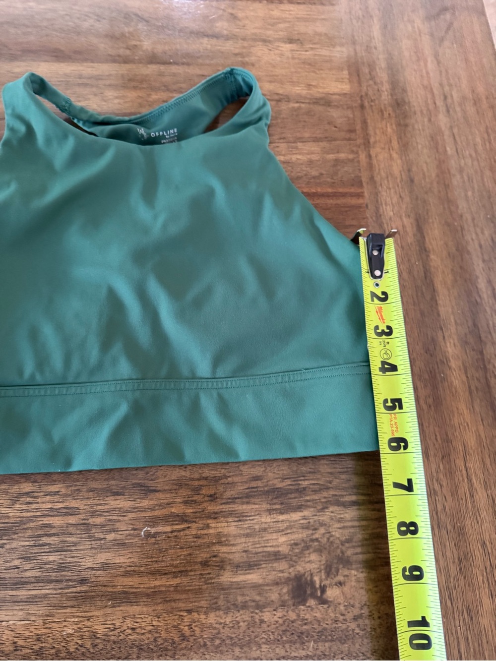OFFLINE by Aerie Cropped Active Top in Forest Green & high waisted leggings set - Picture 6 of 12